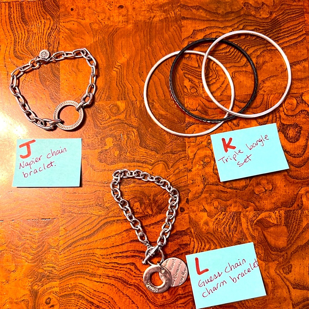 Combo bracelets:  each bracelet identified by alpha letter and description.